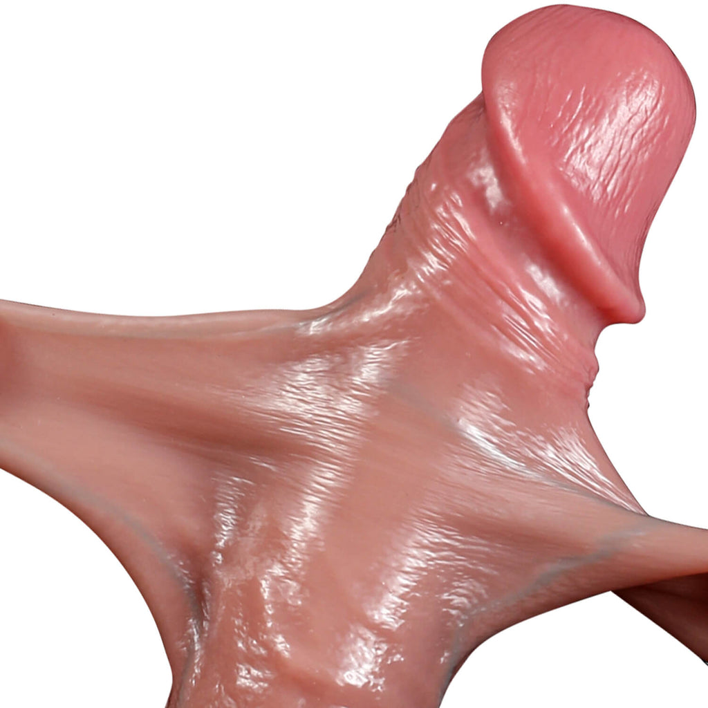10 Inch Ejaculating - Squirting - Movable Foreskin Dildo (Harness Optional)