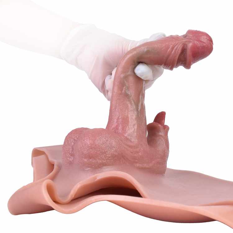 WATCH VIDEO, Hollow Tongue Design Realistic Unisex Pants Flexible G-Spot Hollow Dildos Dick With Underpants Silicone Sex Toys