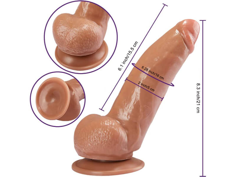 Small Glans Big Thick Dildo 8.3", Huge Realistic Dildo with Strong Suction Cup