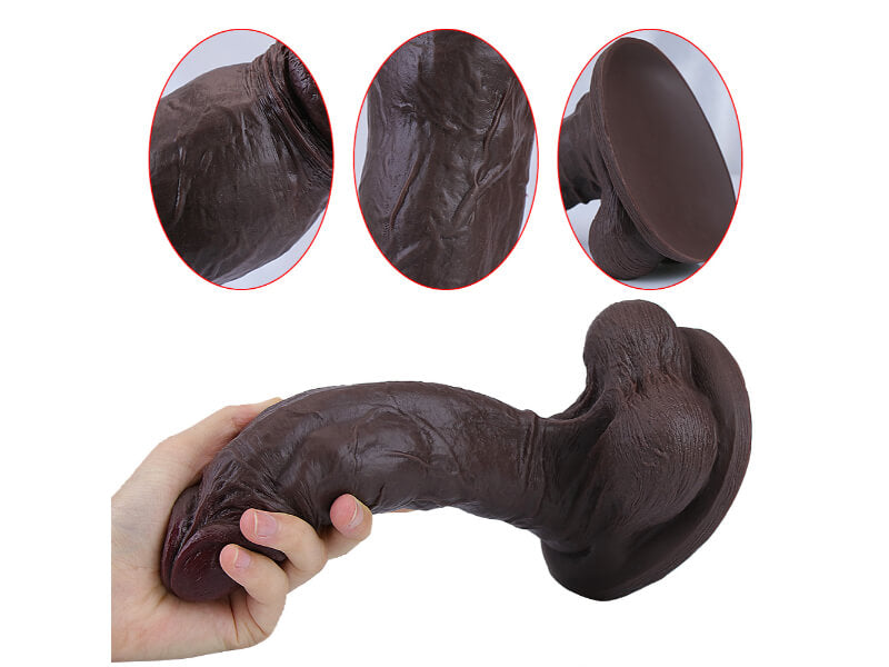 WATCH VIDEO, Unusual Shape & Size Realistic Black Penis Mushroom Head Dildo