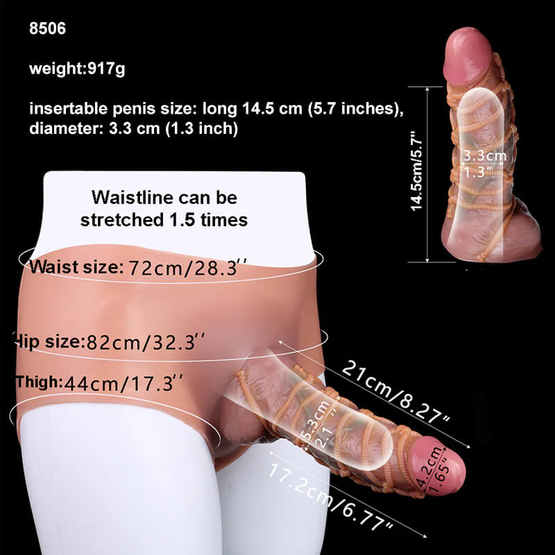 WATCH VIDEO - Hollow Strap on Dildo Silicone Penis Sleeve Pants Wearable Dildo for Men Extender Enlargement Adult Sex Toys