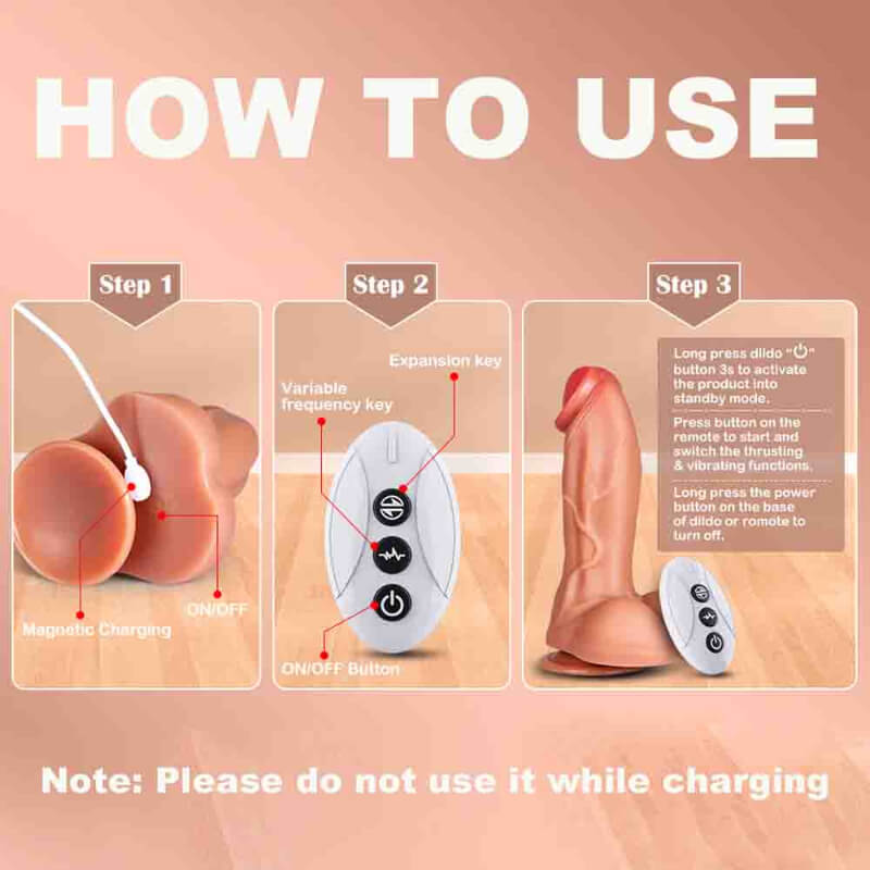 Thrusting Dildo Vibrating Realistic Penis Dildo Dildo with Remote Control Harness Optional (USA PRICE)