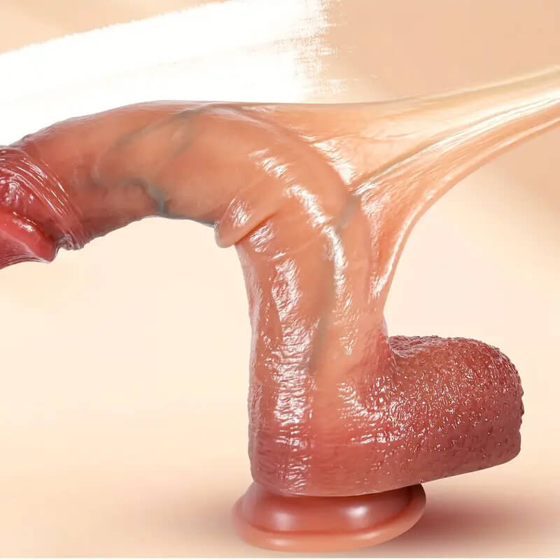 WATCH VIDEO - Sliding Foreskin Super Skin Realistic Dildo Harness Optional (Fast Free Shipping)