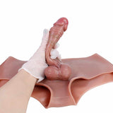 WATCH VIDEO, Hollow Strap On Dildo Boxer Penis Sleeve Penis Enlarger Extender for Men