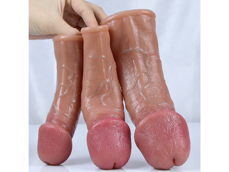 WATCH VIDEO, 5 Size Size Realistic Penis Sleeve Penis Extender Beige Color