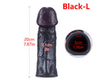 WATCH VIDEO 5 Size Size Black Realistic Penis Sleeve Penis Extender (BLACK)