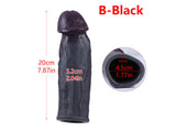 WATCH VIDEO 5 Size Size Black Realistic Penis Sleeve Penis Extender (BLACK)