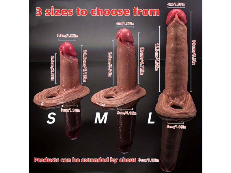 3 Size Realistic Penis Sleeve Penis Extender