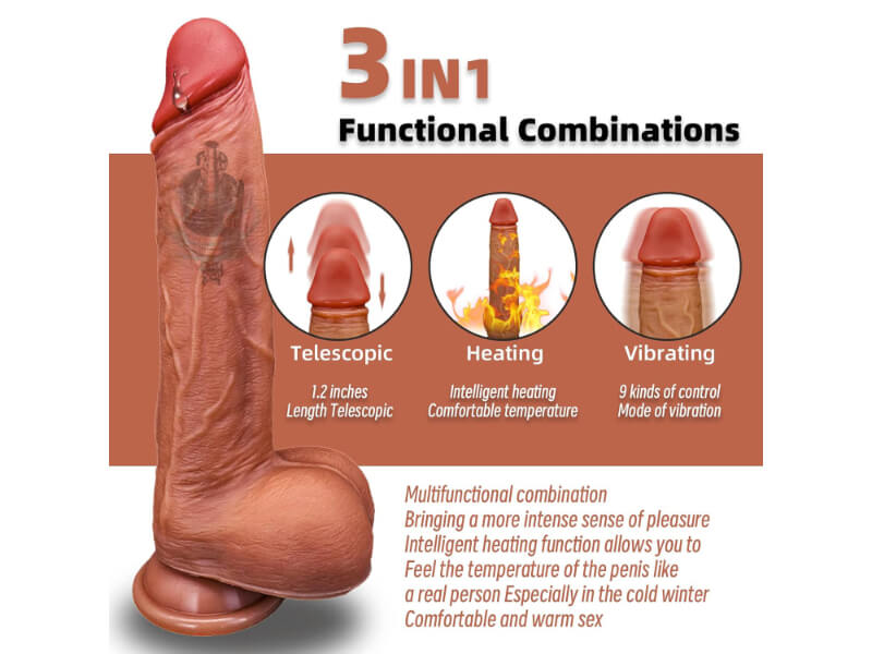 WATCH VIDEO 3 in 1 Vibrating Thrusting Realistic Penis Dildo with Remote Control