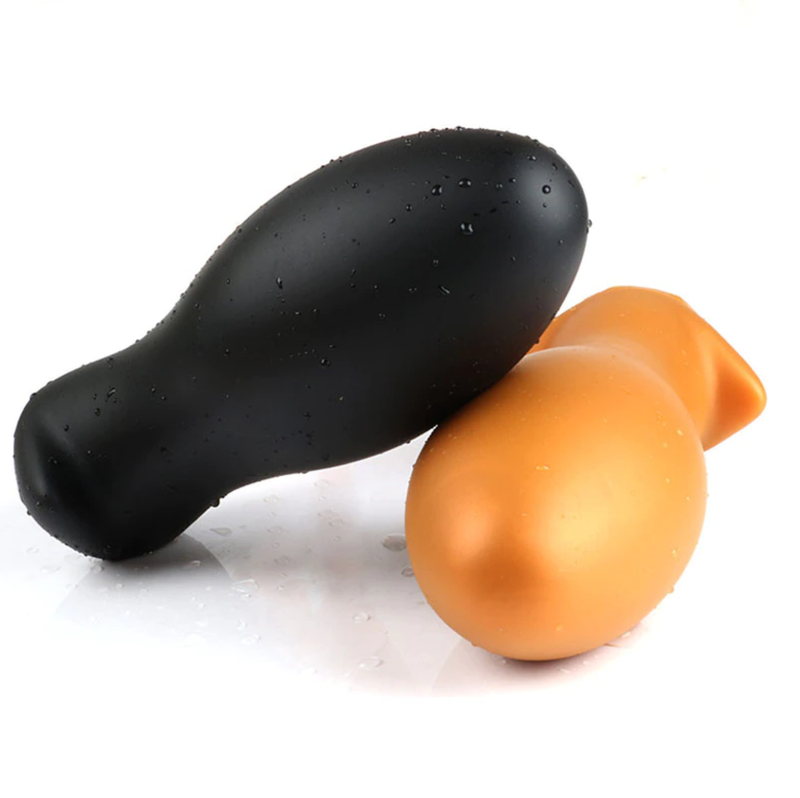 Huge Butt Plug Dildo, Gold Black Color