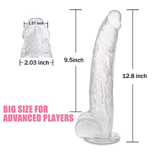Small Glans Big Thick Dildo, Huge Realistic Dildo with Strong Suction Cup for Hands-Free Play
