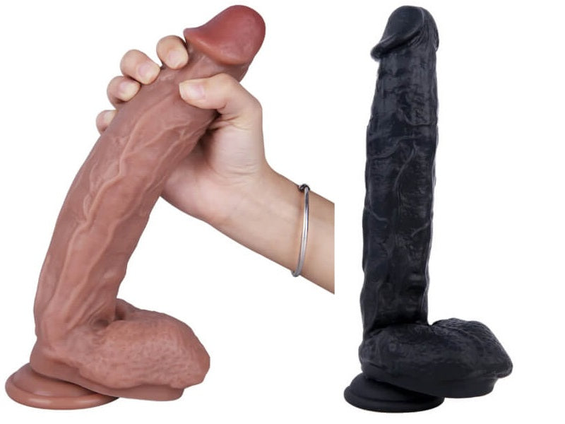 10.6 Inch Large Black & Beige Lifelike Dildo