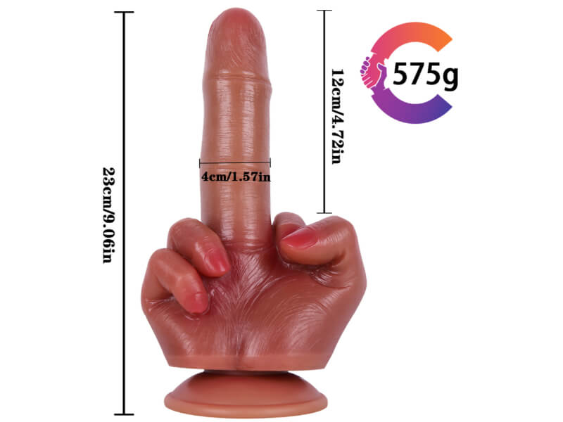 Middle Finger Realistic Lifelike Dildo, Joke Dildo Harness Optional