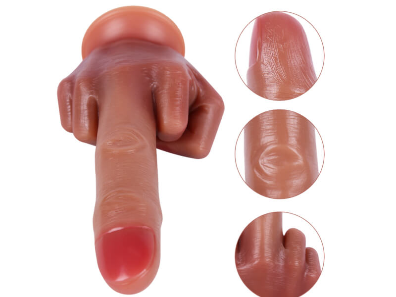 Middle Finger Realistic Lifelike Dildo, Joke Dildo Harness Optional