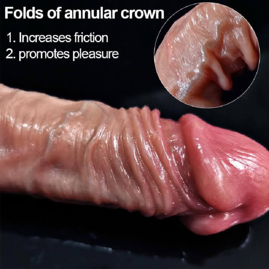 WATCH VIDEO, Sliding Foreskin Super Skin Realistic Dildo Harness Optional (3-5 Days Mainland USA Delivery)